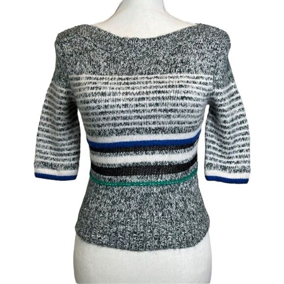 See By Chloe Wool Blend Nightfall Green Striped Half Slv Knit Sweater Size Small - Picture 2 of 11